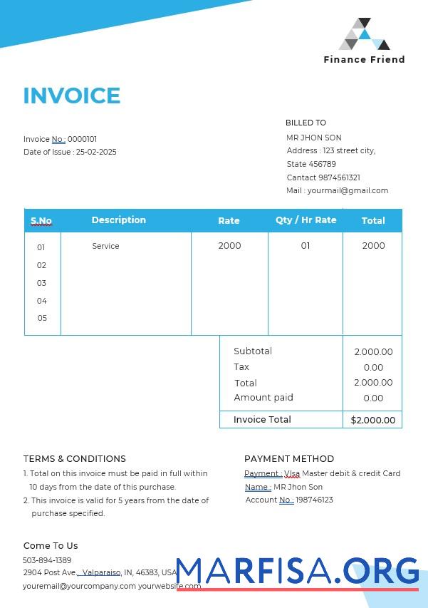 Realistic Finance Consultant Invoice Template